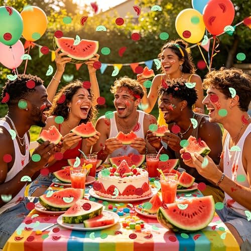 200Pcs Double-sided Watermelon Confetti Red Green Fruit Paper Confetti for Summer Fruit Baby Shower Boys Girls One In Melon Birthday Party Confetti Summer Fruit Watermelon Party Decorations - Image 7