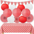 Picnic Party Decorations, 14 Pcs Red Gingham Party Supplies by KaTiSeMo