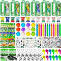 208Pcs Soccer Party Favors for Kids Boys, 12 Guests Goodie Bag Fillers with Rotatable Finger Stress Toys Whistles Bracelet Keychain Sticker for Birthday Party, Classroom Rewards & Return Gifts by We1stdsee