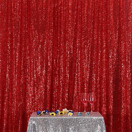 Poise3EHome 6FT x 8FT Red Sequin Photography Backdrop Curtain for Christmas Party Decoration - Image 2