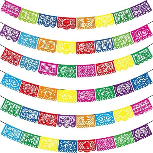Asoulin 6 PCS Papel Picado Dia De Los Muertos, Mexican Party Decorations by Asoulin