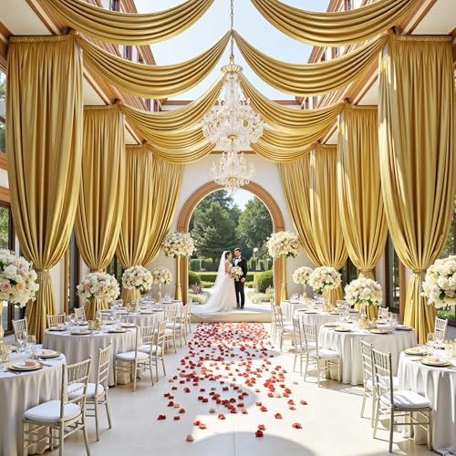 20ftx40ft Gold Ceiling Curtain for Wedding Parties by PartyVillage