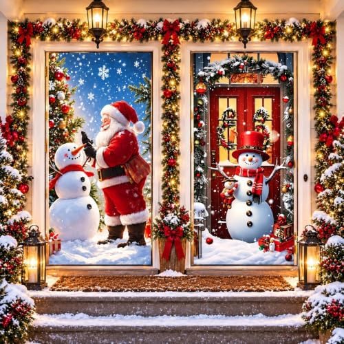 Christmas Door Cover Decorations Banner for Front Door Reindeer and Santa by Unknown
