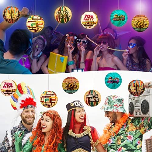 Panelee 12 Pcs 70's Retro Paper Lanterns Party Decorations 8 Inch Hanging Round Paper Party Decorations for Holiday Indoor Outdoor Supplies - Image 6
