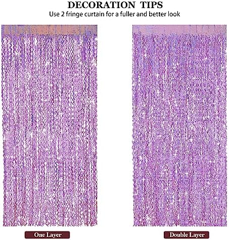 4 Pack Pink Tinsel Curtain Party Backdrop - CYLMFC 3.3 ft x 6.6 ft Sparkle Wavy Foil Fringe Backdrop Curtain for Party Decorations Girls Birthday Bachelorette Party Decor Supplies Photobooth Props - Image 6