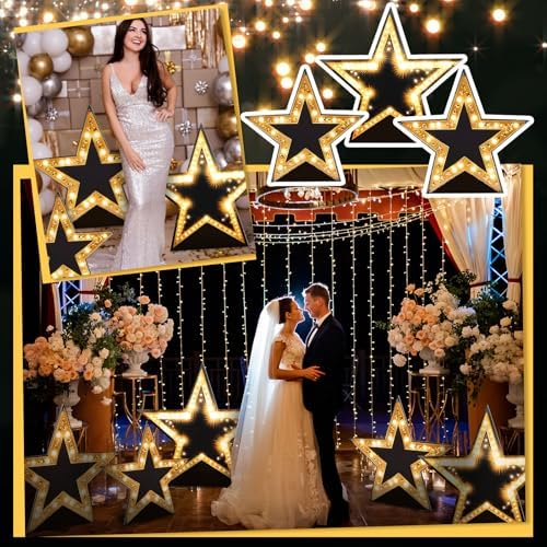 Leinuosen 6 Pcs 25.8"-31.5" Star Starry Night Movie Night Party Decorations Graduation Under the Stars Cardboard Cutout Stand-up Prom Award Homecoming Wedding Birthday Party Photo Prop Backdrop Decor - Image 6
