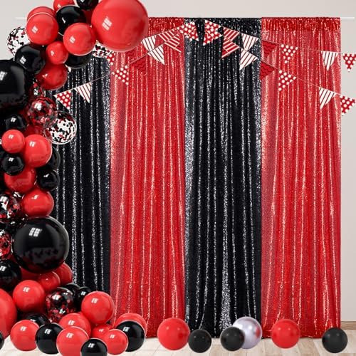 Poise3EHome Black Sequin Backdrop Curtains,4 Panels 2FTx8FT Glitter Background for Halloween Birthday Party Wedding Christmas Thanksgiving Holiday Festival Decor - Image 4