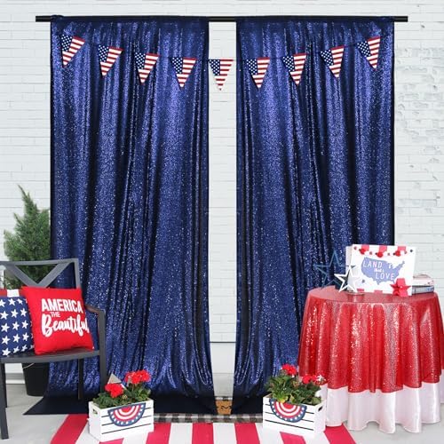 PartyDelight Navy Blue Sequin Backdrop Curtains 5x10ft 2 Sparkly Panels - Image 5