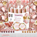Guudmua 303 Pcs Baby Shower Decorations For Girl, Girl Baby Shower Decorations Kits - Disposable Dinnerware Set With Pink Rose Gold Floral (25 Guest), "BABY girl" Banner, Balloon, Sash, Cake Topper by Guudmua