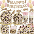 Cocomigo Pink and Cheetah Birthday Decorations, Leopard Party Tableware by cocomigoPartyHome