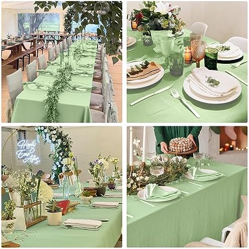 4 Pack Rectangle Tablecloth 60x126 Inch Sage Green Table Cloth for 8 Foot Rectangle Tables Washable Polyester Table Cover for Wedding Dining Tables Parties Banquet（60x126 Sage Green） - Image 6