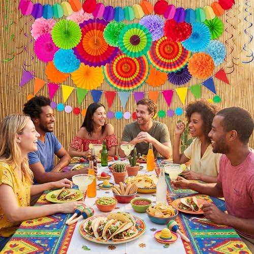 35PCS Fiesta Paper Fan Party Decorations Set - Image 5