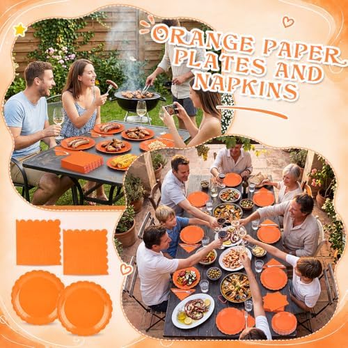 120 Pcs Fall Orange Paper Plates and Napkins,7in Disposable Plates - Image 4