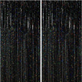2Pack Black Party Backdrop, Black Party Decorations Foil Fringe Curtains by UWPVOWSR