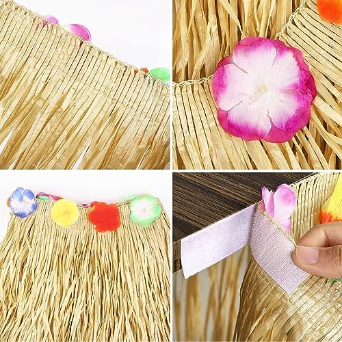 Fovths 12 Pack Luau Grass Table Skirt Natural 9 Feet x 29.5 Inch Hawaiian Table Skirt for Tropical Hawaiian Party Decorations Luau Party Costume Party, Straw Yellow - Image 3