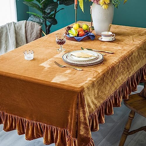 GLORY SEASON Velvet Tablecloth Luxurious Solid Rectangle Table Cloth,Oblong Retro Farmhouse Ruffle Tablecloths Washable Table Cover for Party Wedding Baby Shower Kitchen Dinning Tabletop Decoration - Image 7