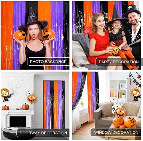 LOLStar Halloween Orange Purple Black Foil Fringe Curtains 5 Pack - Image 3