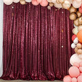 ShinyBeauty Sequin Backdrop Curtains Burgundy 8FTx10FT Glitter Curtain Wine Sequin Backdrops Shimmer Fabric Background Maroon Sequence Backgrounds Rustic Wedding Decor by ShinyBeauty