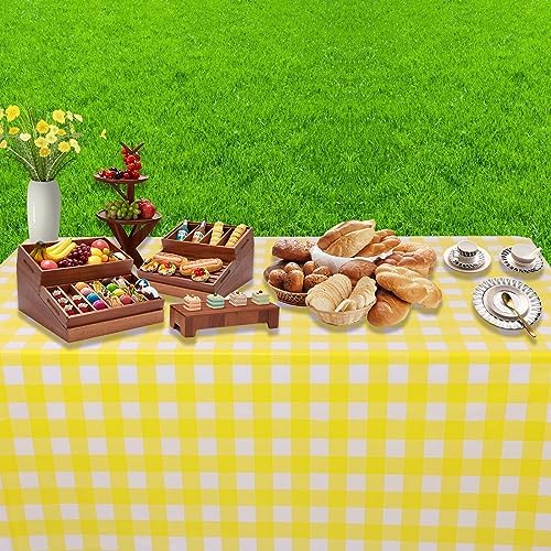 Kesfey 3 Packs Yellow Gingham Tablecloth 54 x 108 Inches Yellow and White Checkered Table Cloths Disposable Plastic Gingham Tablecovers Waterproof Rectangle Picnic Plaid Table Cover for Camping Party - Image 5
