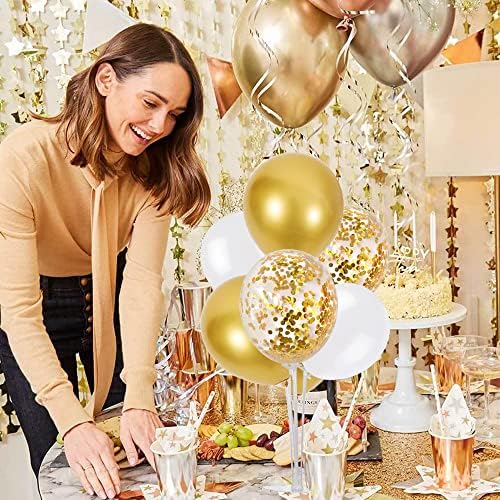 TONIFUL 4 Set White Gold Balloon Stand Balloon Centerpiece for Table Decor - Image 4