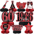 9Pcs 60th Birthday Decorations Red and Black 60th Birthday Party Decorations for Women,Happy 60 Years Vintage 1966 Aged Honeycomb Centerpieces Table Sign Decor Supplies by MOORAY