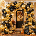 Black and Gold Balloon Garland Arch Kit with Star Balloons by Unknown