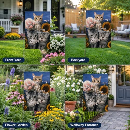 Cute Cat Garden Flag Sunflower Outdoor Farmhouse Yard Fall Decor 12×18 - Image 7