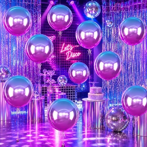 Gradient Purple Round Foil Balloons Birthday Prom Decor 22 Inch 6 Pcs - Image 4
