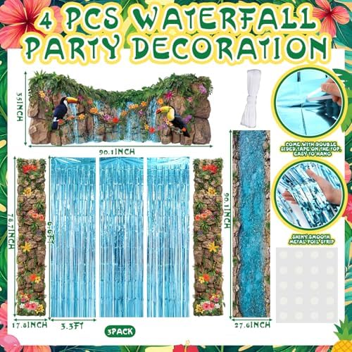 VitalCozy 7pcs Jungle Party Decorations Rainforest Door Backdrop - Image 2
