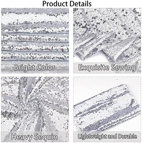 12 Packs 12 X 108 Inch Silver Sequin Table Runner Glitter Dining Table Runner for Birthday Wedding Engagement Bridal Baby Shower Bachelorette Holiday Celebration Party Supplies Decorations (Silver) - Image 4