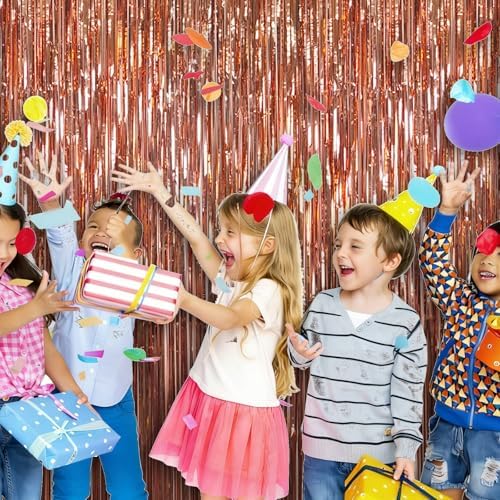3 Pack 3.28ft x 6.56ft Rose Gold Metallic Tinsel Foil Fringe Curtains, Photo Booth Backdrop Party Decorations for Birthday Wedding Baby Shower Galentines Graduation Bachelorette New Years - Image 6