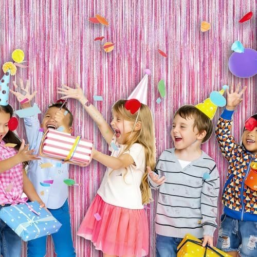 5 Pack 3.28ft x 6.56ft Glitter Pink Tinsel Foil Fringe Curtains, Photo Booth Backdrop Party Decorations for Birthday Wedding Baby Shower Graduation Valentines Day New Years - Image 6