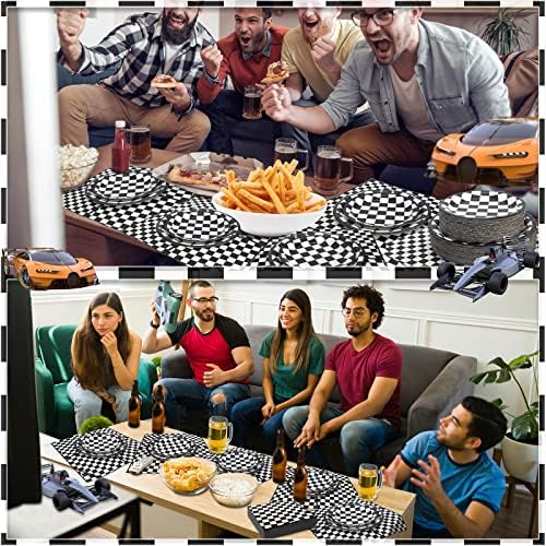 180Pcs Race Car Party Supplies Paper Plates and Napkins Serve 60 - Image 4