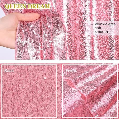 Blush Pink Sequin Backdrop Glitter Backdrop Curtains 7ft x 7ft - Image 5