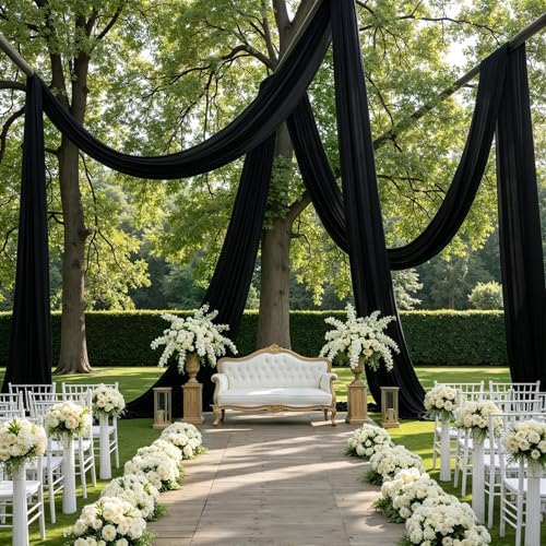 2 Panels 5ft(W) x 20ft(L) Black Ceiling Drapes for Halloween Parties by PartyVillage