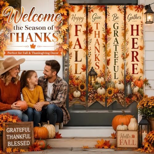 Thanksgiving Decorations - 4 PCS Vertical Fall Harvest Hanging Banners - Image 2