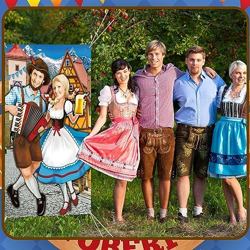Tudomro 6 x 4 ft Oktoberfest Couple Photo Door Banner Party Decorations - Image 5