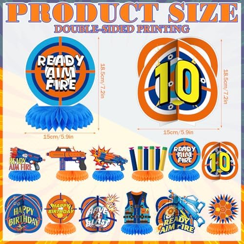 Pickmesh 12 Pieces Dart Party Decorations Gun Party Honeycomb Centerpieces Dart Table Decor for War Birthday Supplies - Image 2