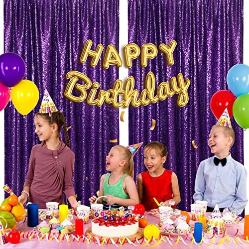 Purple Halloween Backdrop Purple Glitter Sequin Backdrop 2 Pieces 3x8FT - Image 5