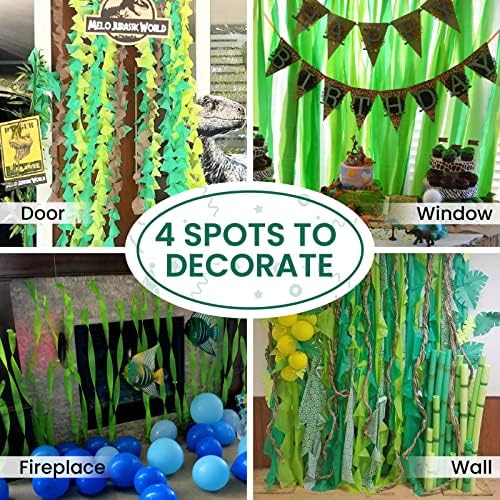 PartyWoo Lime Green Gold Crepe Paper Streamers 6 Rolls 492 FT - Image 5