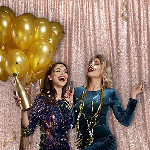 PartyDelight Rose Gold Sequin Backdrop 6x8ft Sparkly Photo Curtain - Image 4