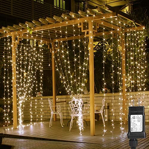 Lighting EVER 594 LED Curtain Lights, 20×10 ft Plug in Hanging Fairy Lights by Lepro
