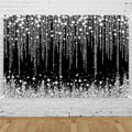 Silver Black Glitter Wall Backdrop 8x6 FT Silver Spots Backdrops for Photoshoot Girls Birthday Photography Background for Wedding Baby Shower Party Decorations Banners Photo Studio Props by Unknown