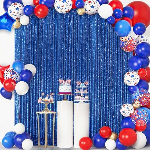 7ftx7ft Royal Blue Backdrop Curtain Sequin Party Background - Image 2