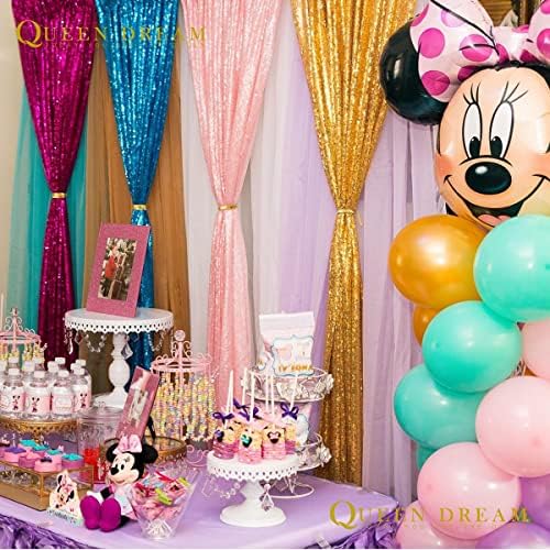 Pink Sequin Backdrop 2 Panels 2FTx8FT Birthday Party Backdrop Curtains - Image 3