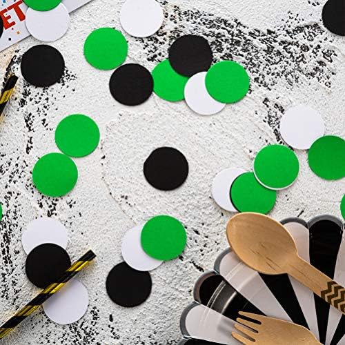 MOWO Black, Green and White Confetti Circle Table Decoration, 1.2 inch - Image 4