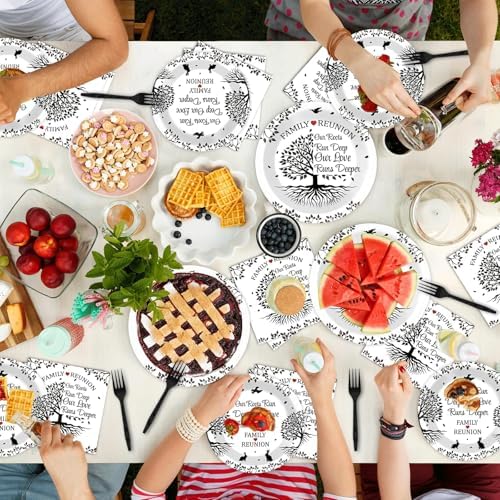 96Pcs Family Reunion Party Plates Napkins Family Tree Birthday Decorations - Image 5