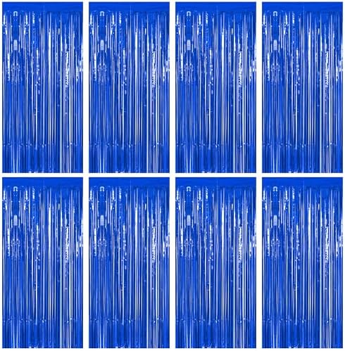 ZATAYE 8 Pack Dark Blue Foil Curtain Streamer Decorations by ZATAYE