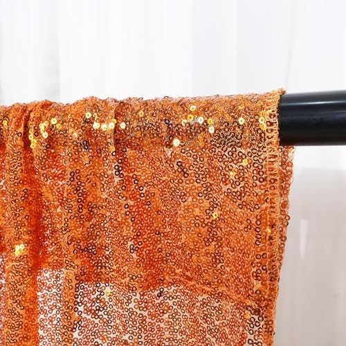 Poise3EHome Orange Sequin Backdrop Curtains, 4 Panels 2FTx8FT Glitter Background for Halloween Party Birthday Party Wedding Christmas Thanksgiving Holiday Festival Decor - Image 3