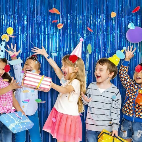 3 Pack 3.28ft x 6.56ft Blue Metallic Tinsel Foil Fringe Curtains, Photo Booth Backdrop Party Decorations for Birthday Wedding Baby Shower Graduation Bachelorette New Years - Image 6